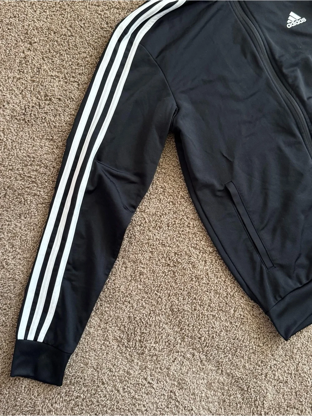 Adidas Men’s Small Black 3 Stripe Primegreen Track Jacket Full Zip